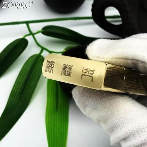 Pure Copper Kerosene Lighter Zorro Brass Fine Carving Spell Letter Pattern Outside Tool Men Gift With Original Box