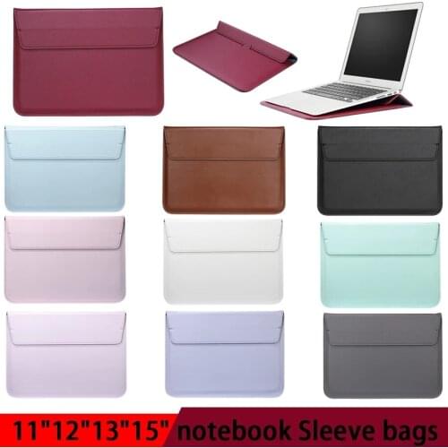 Leather Laptop Sleeve Bag For Macbook Air PRO 13 Case 11 15 Touch Bar Notebook PU Leather Case Ultrabook Carry Bag