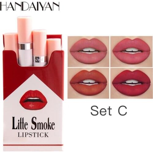 Creative Cigarette Lip Glaze 4PCS Set 24 Color Velvet Matte Long Lasting Waterproof Lipstick Sexy Non-Stick Cup Lip Makeup TSLM1