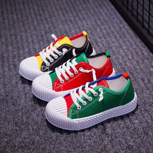 Fashion Girls & Boys Canvas Shoes Color Matching Breathable Kids Sneakers Children Sports Casual Shoes Size 25-36