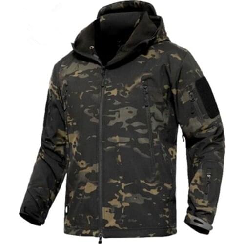 Dropshipping Outdoor Tactical Military Softshell Fleece Jacket Mens Waterproof Hunting and Hiking Jacket Warm Hooded Army Coat