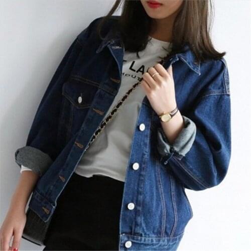 Spring/ Autumn Women Denim Jacket Breasted Short Denim Female Coats 2021 Clothing Wild Blue New Students Vintage Overcoat