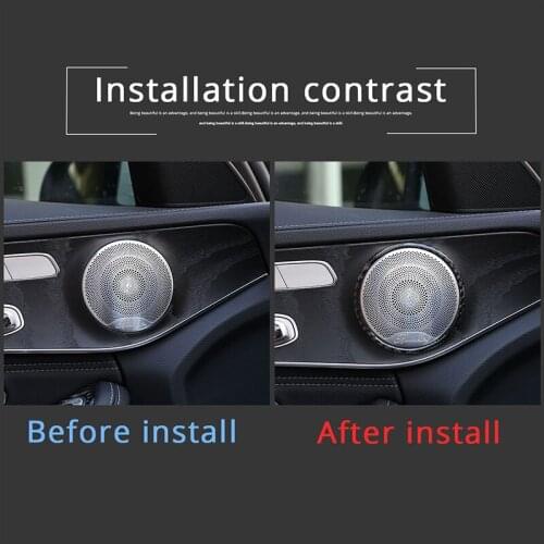 Real Carbon Fiber Car Door Speaker Ring 3D Interior Sticker Accessories For Mercedes Benz C Class W205 C180 2016-2019