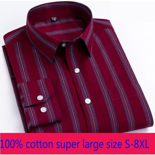 New High Quality Super Large Fashion 100% Pure Cotton Plaid Long Sleeve Summer Thin Casual Shirts Men Shirt Plus Size S-7XL 8XL