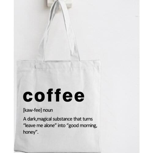 2021 New Coffee Definition Fashion Womens Tote Bag Girl School Students Shoulder Bags Korea Original Cute Canvas Shopping Bag