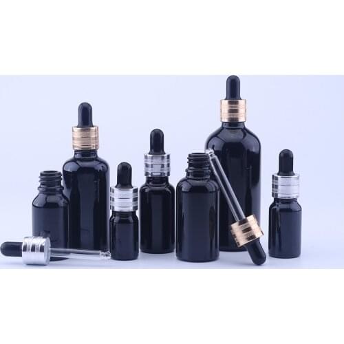 New Dropper Bottle Tubes Black Glass Aromatherapy Refillable Bottle For Essential Massage Oil Pipette Container 6pcs