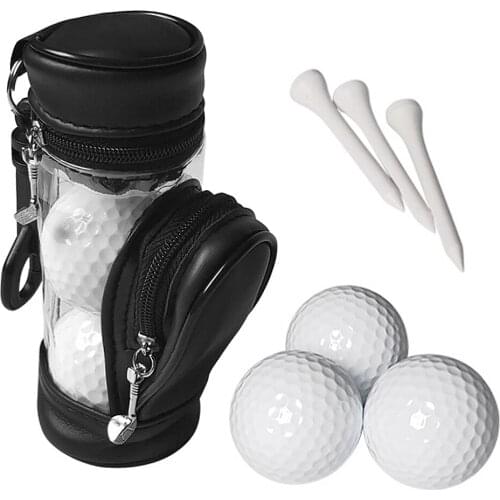 Portable Golf Balls and Tees Pouch Bag Storage Case Holder with 3 Balls and 3 Tees Set Goft Training Balls