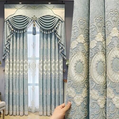European-style Curtains for Living Dining Room Bedroom 2021 New Living Room Chenille Atmosphere Shading Floor-to-ceiling Windows