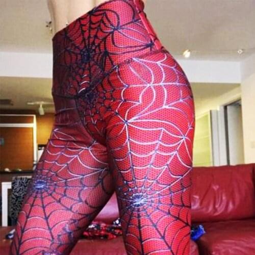 Sport Leggings Women Yoga Pants Workout Fitness Clothing Jogging Running Pants Gym Tights Stretch Spider Web Print Sportswear