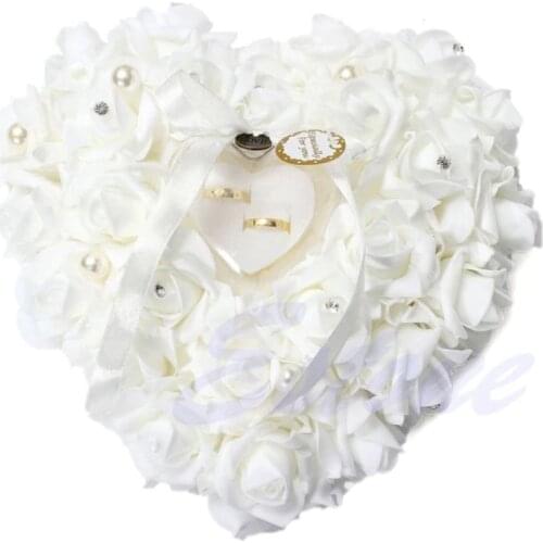 Wedding Decorations Chic Heart-shape Flowers Valentines Day Gift Ring Pillow Cushion Pincushion Ring party decor marriage