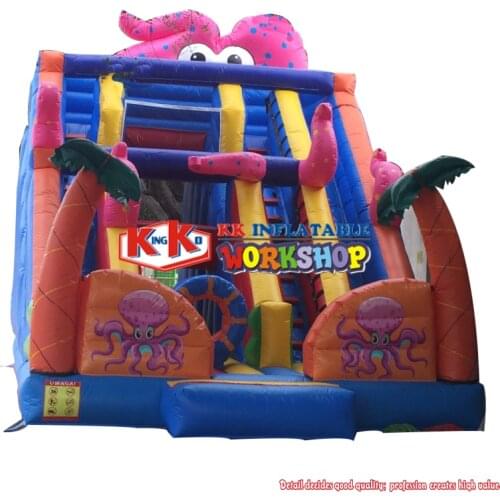 20ft H Inflatable Jumping Slide Toy Large Octopus Castle Slide For Kids