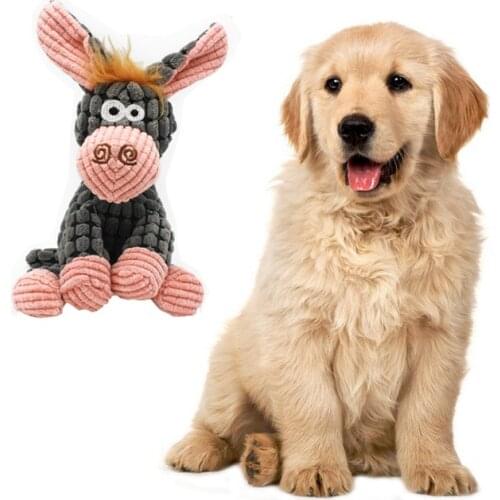 HOTDonkey Shaped Corduroy Chew Toy For Dogs With Squeaker Interactive Pet Molar For Teeth Cleaning Hot Pet Accessories Tool