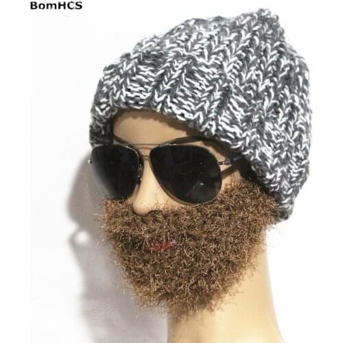 BomHCS Unisex Knitted Beanie with Mask 100% Handmade Beard Hat Winter Warm Caps