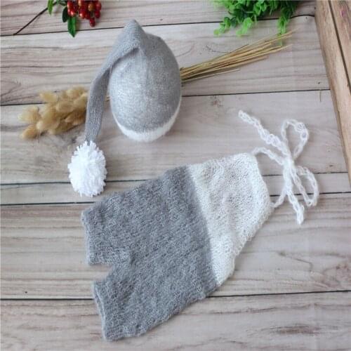 Knitted Baby Sleeper Hat and Romper Set Baby Boys Outfit Newborn Clothes Jumpersuits Newborn Overalls Photography Props