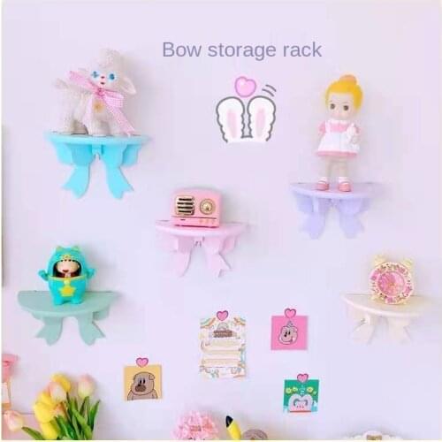 Japanese Kawaii Pink Bow Princess Room Decoration Shelves for Kids Room Storage Shelf Rack Birthday Party Decor Organizer Holder
