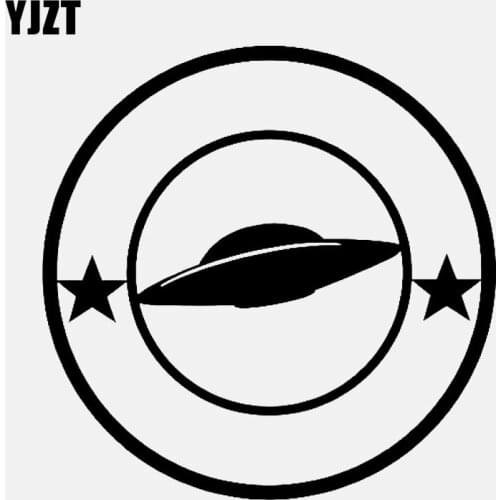 YJZT 12.7CM*12.7CM UFO Aliens Vinyl Decal Funny Space Car Sticker Black/Silver C3-0537