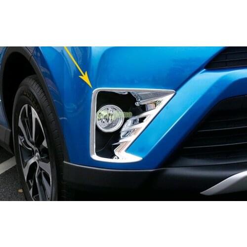 1 Pair CHROME FRONT FOG LIGHT HEAD LAMP COVER TRIM BEZEL for TOYOTA RAV4 2016 2017 Decorative accessories
