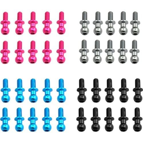10pcs/set Upgrade M3 RC Car Ball Head Screws Fasteners Shock Absorber Upgrade Parts for TT01/02 Flat Sport Car Hobby Model