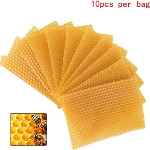 10Pcs Beeswax Sheets Candle Making Craft DIY Kits, Honey Candles Maker Full Bees Wax Honeycomb, Beekeeping Foundation Sheets