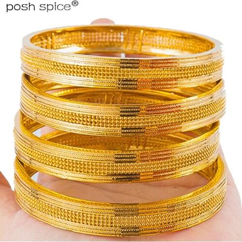 11MM Arab Unopenable Bangles for Women Ethiopian Bracelets Middle East Gold Bangle in Dubai Islam Wedding Jewelry African Gifts