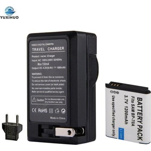 1200mAh BP-70A BP70A IABP70A Camera Battery + AC Charger For Samsung AQ100 DV150F ES65 ES67 ES70 ES71 ES73 ES74 ES80 ES90 MV800