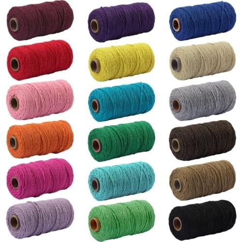 3mm Natural Macrame Cotton Cord Twisted String Rope for DIY Crafts Knitting Plant Hangers Wall Hanging Tapestry
