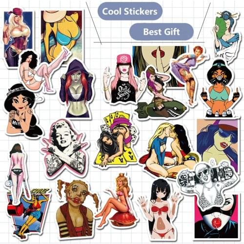 50 Pieces Hot Sale Pvc Waterproof Tease Vulgar Sexy Beauty Girls Stickers For Laptop Macbook Pro Keyboard Luggage Decal Bottles