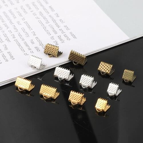 50pcs Iron Gold Silver Cord Crimp End Beads Buckle Tips cover Clasp For Making JewelryFindings Connectors Earrings Material