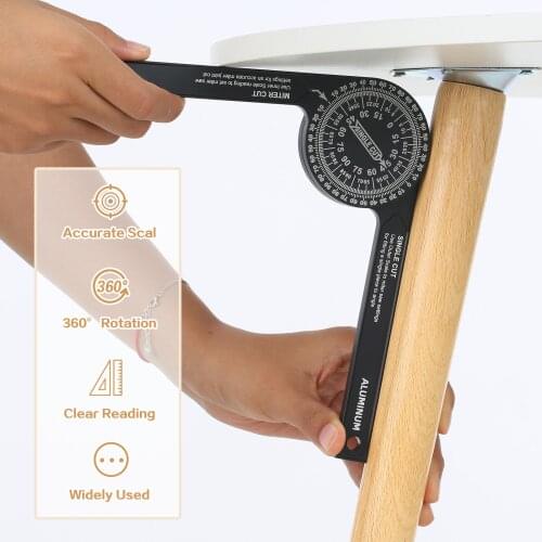 7inch Miter Saws Protractor Rust Proof Aluminum Alloy Accurate Reading Scales Miter Angle Finder for Carpenters Plumbers