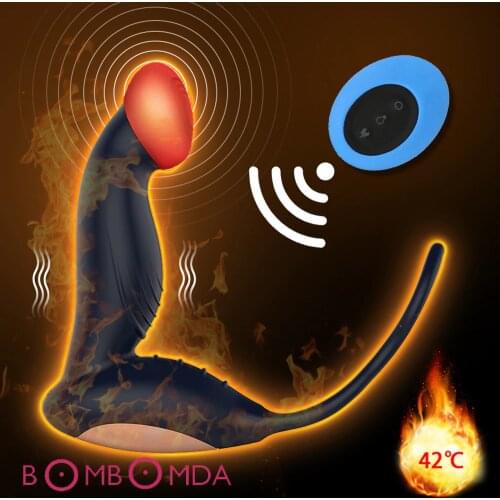 Anal Dildo Vibrator Prostate Massager G-spot Stimulator 10 Speeds Wireless Remote Heating Anal Penis Vibrator Sex Toys for Men
