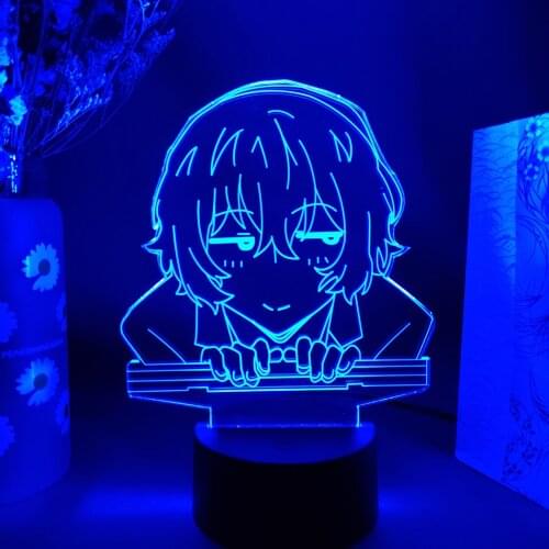 Bungo Stray Dogs Anime Figurine 3D Illusion dazai osamu Lamp Otaku LED Sensor Lights Color Changing Nightlight Room Art Decor
