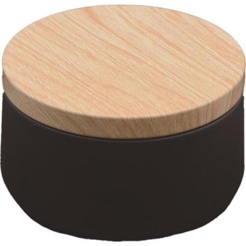 Candle Jar Practical Portable Wood Lid Black Elegant Cosmetic Pot for Coffee