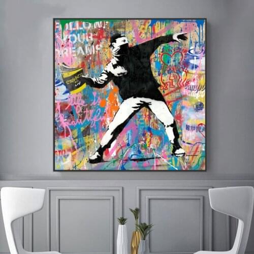 Banksy Art Follow Your Dream Canvas Posters and Prints Pop Street Art Graffiti Canvas Paintings Wall Art Picture Home Decor