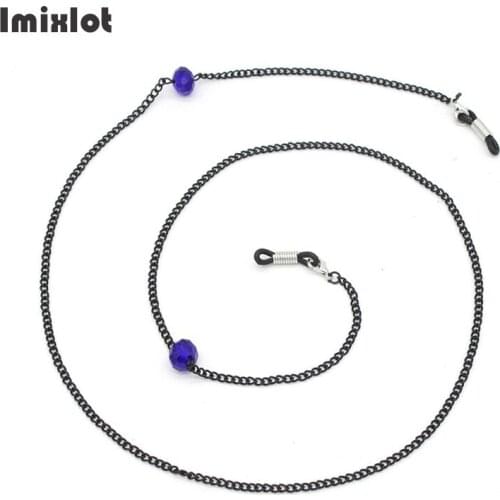 70cm Fashion Womens Eyeglass Chains Sunglasses Reading Beaded Glasses Chain Eyewears Cord Holder Black Neck Strap Rope
