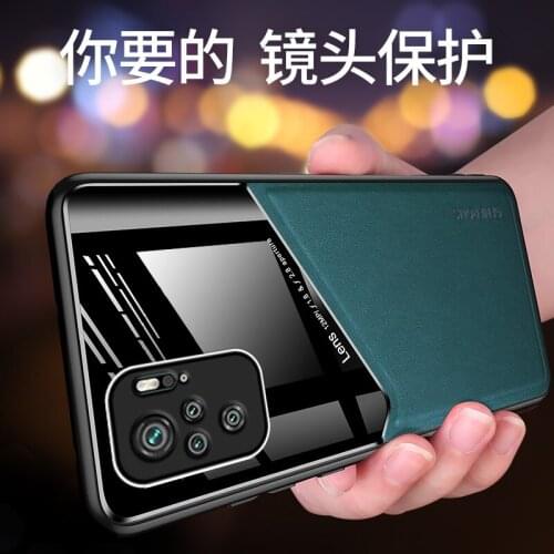 For Redmi Note10 Pro Leather Texture Car Magnetic Holder Case For Xiaomi Redmi Note 10 Soft Silicone Frame Shockproof Back Cover