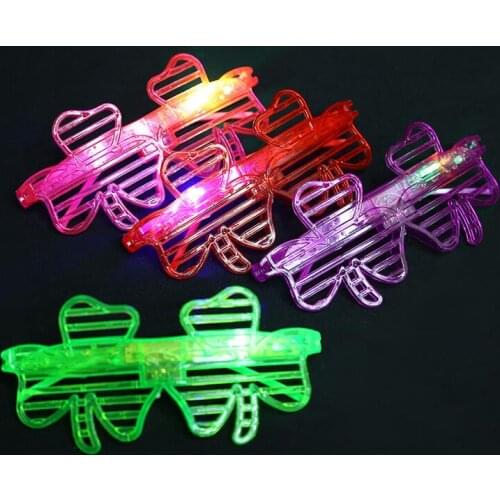 Shutter glasses party decorate the new plastic glasses square pentagram love clover light-emitting toys