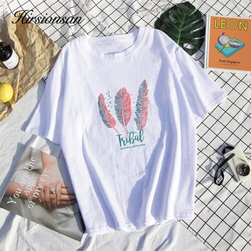 Hirsionsan Short Sleeve T Shirt Women 7 Colors Printed 100% Cotton O Neck Korean Harajuku Tees Summer Plus Size Vintage Shirts