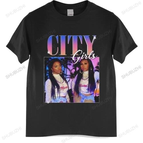 Tshirt men cotton tops City Girls Rap Hip Hop 90s Retro Vintage T shirt Shubuzhi Brand Cotton T-shirt Drop Shipping