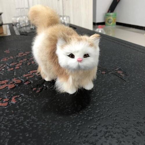 Real life toy yellow cat model,polyethylene& furry furs 12x6x12cm cat handicraft,prop,home Decoration,baby toy Xmas gift b3022