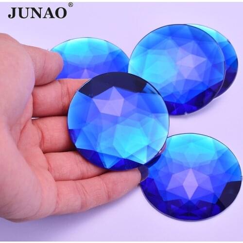 JUNAO 5pc 52mm Glitter Large Round Rhinestones Flatback Non Hotfix Acrylic Stones Crystal Strass Applique For Clothes Decoration