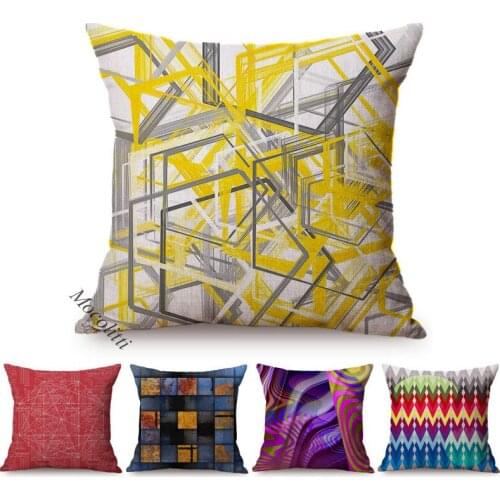Colorful Geometric Shapes Style Pillow Cases Modern Art Home Decoration Cotton Linen Office Sofa Chair Cushions Cover Almofadas