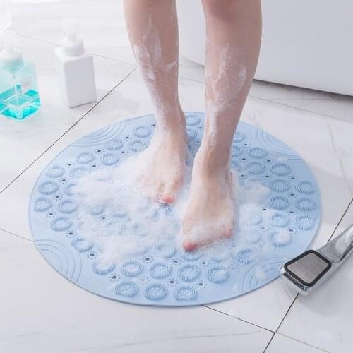 Round Shower Mat Polyester Bathroom Non-slip Mat With Drain Hole Shower Foot Massage Mats For Adult Children Bathroom Products