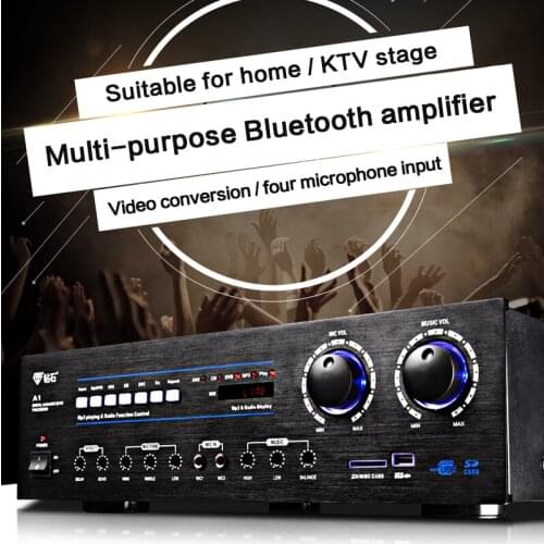 KYYSLB 800W 220V A1 Household High-power Bluetooth KTV Audio Power Amplifier 2.0 Fever Karaoke Card Package Speaker Amplifier
