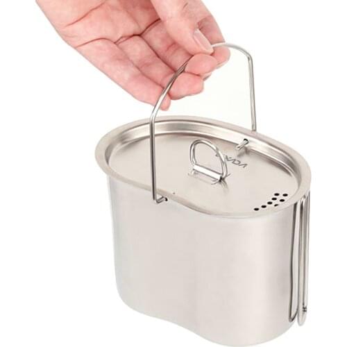 Lixada Camping Cookware Stainless Steel Canteen Cup Hanging Pot with Wood Stove Set Outdoor Survival Backpacking Hiking Picnic