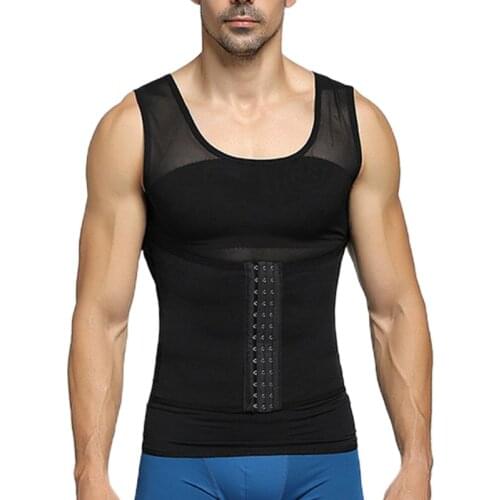 Mens Shapewear Adjustable Tummy Control Vest Waist Slimming Tank Tops D08E