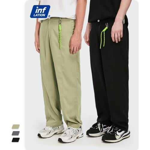 INFLATION Mens Casual Straight Pants Spring Harajuku Suit Pant With Ornament Streetwear Men Baggy Pants Plus Size 3588S21