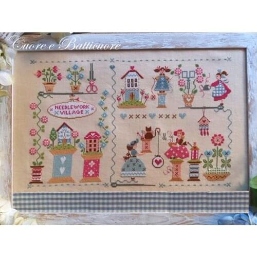 11/14/16/18/27/22/25ct Lovely Counted Cross Stitch Kit Needlework Village Little Girl and Flowers Sewing Sew