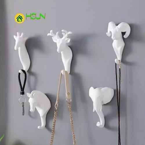 Animal Wall Hook Antelope Deer head Zebra Elephant Giraffe For Hat Keychain Bag Hanger Holder Home Art Decoration Gift