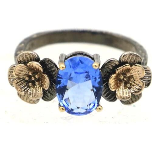 23x20mm Neo-Gothic Vintage Style Created Pink Morganite Gift For Man Coolo Black Gold Silver Rings Punk Style