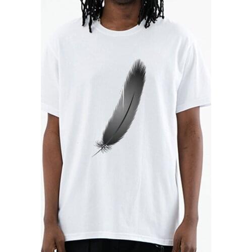 New Feather Printing T-Shirt Fashion Funny 100% Cotton Men Short Sleeves T Shirts Causal O-neck Tops Tees